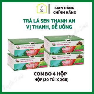 Combo 4 Trà lá sen túi lọc Thanh An hộp 30 túi Trà sen ngủ ngon, đẹp dáng