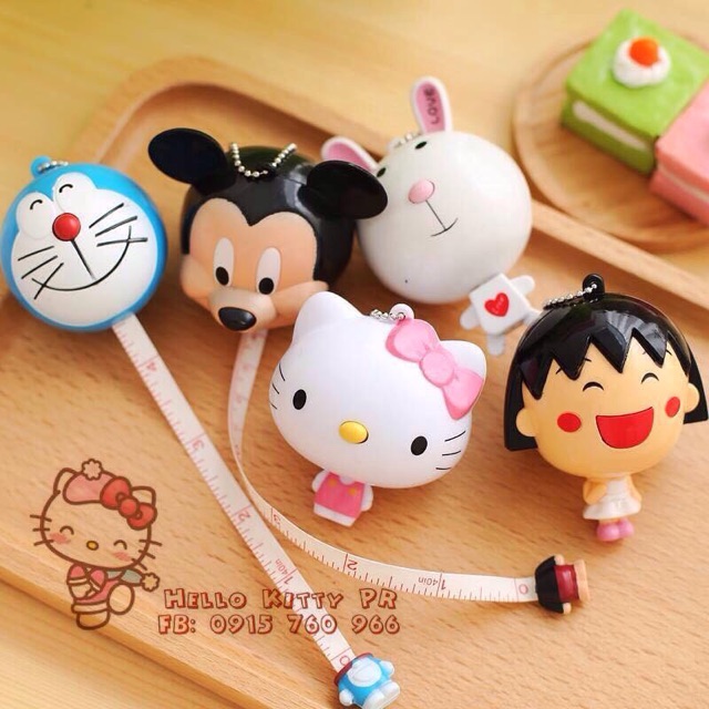 Móc khóa thước dây Hello Kitty & Doremon