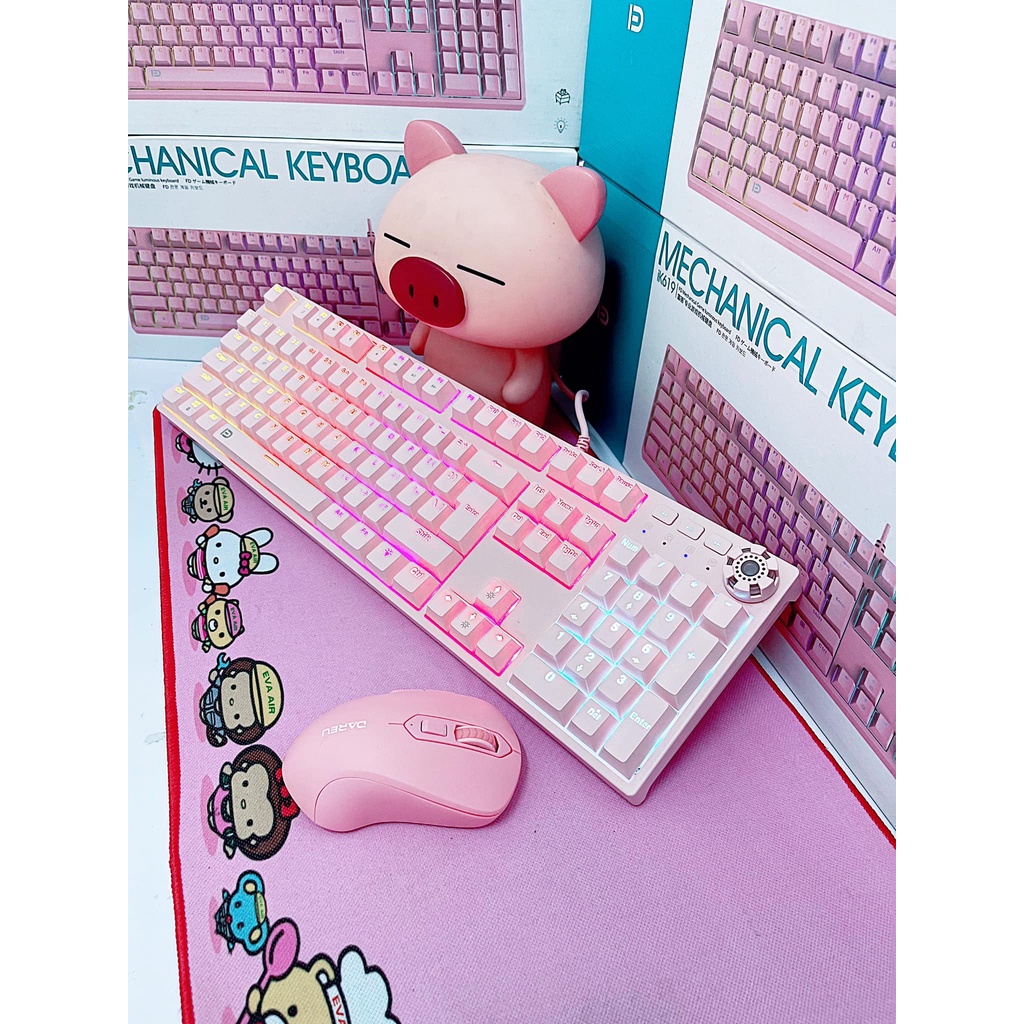 SIEU KHUYẾN MẠI Bàn phím cơ màu hồng 𝐅𝐃 𝐈𝐊𝟔𝟏𝟗