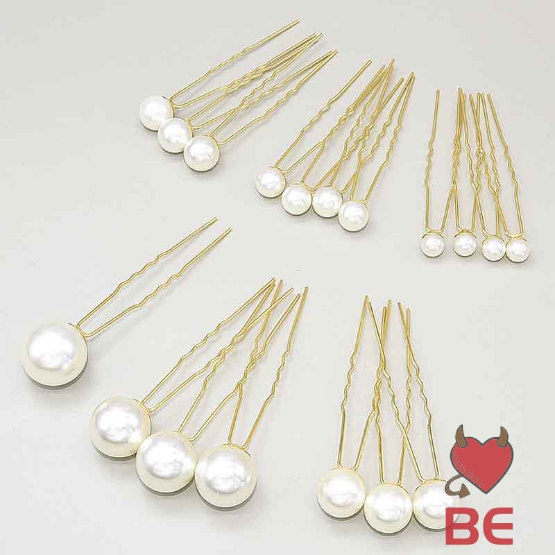 YADORNOS Set 18 trâm cài tóc bằng kim loại đính ngọc trai giả phong cách xinh xắn cho nữ