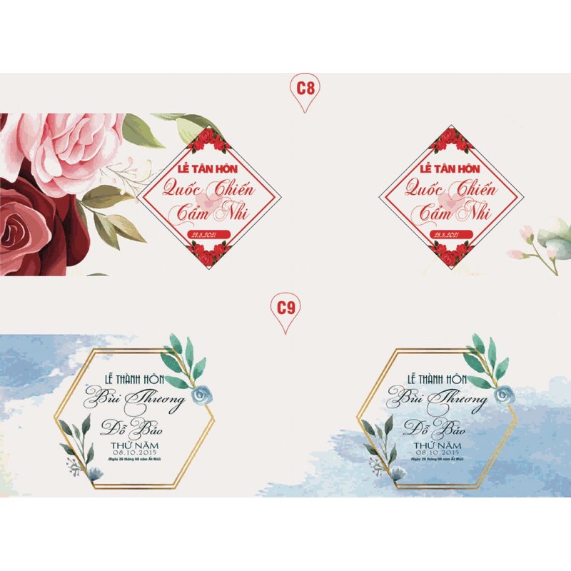 Combo 20 Tem chai nước suối đám cưới, đám hỏi giá rẻ