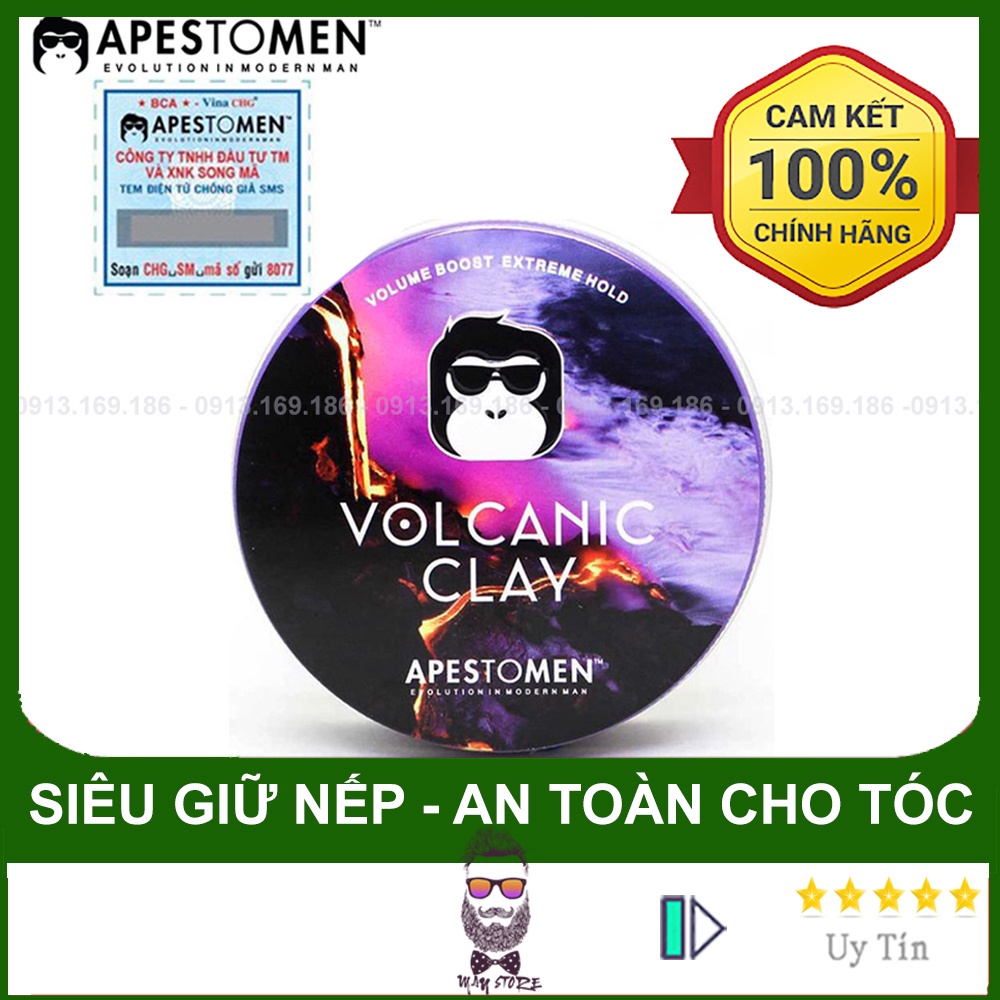 Sáp Vuốt Tóc Nam VOLCANIC CLAY APESTOMEN Cao Cấp - 80gr [ Hàng Chính Hãng ]