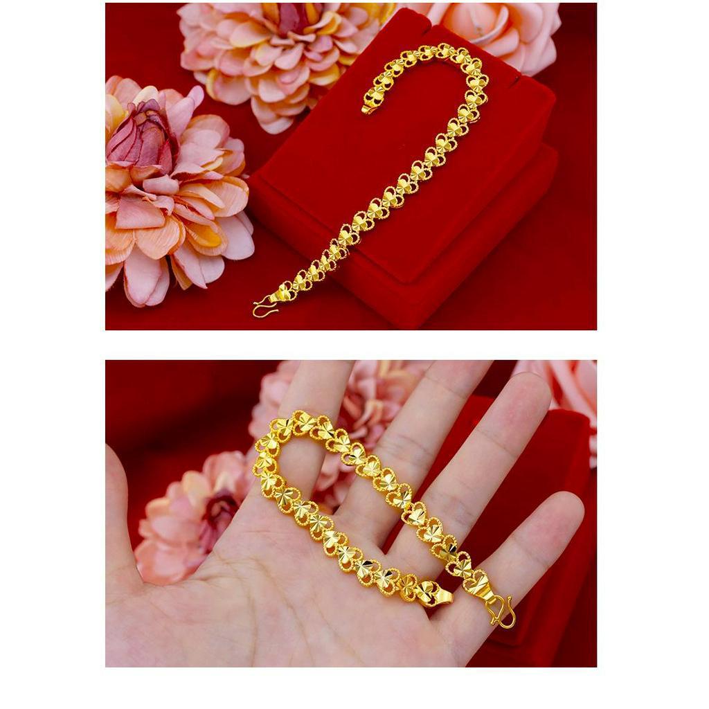 Lắc tay nữ thời trang mạ vàng 24k  hoa văn trái tim - GN0050