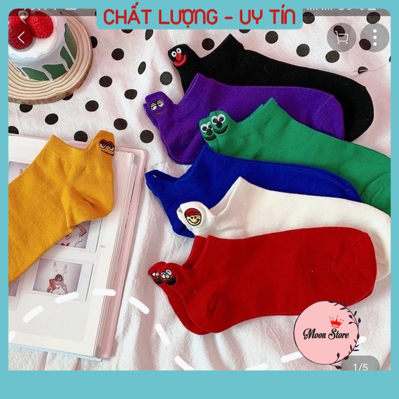 Tất vớ nữ cổ ngắn thêu sau gót nhiều hoạ tiết phong cách Hàn Quốc