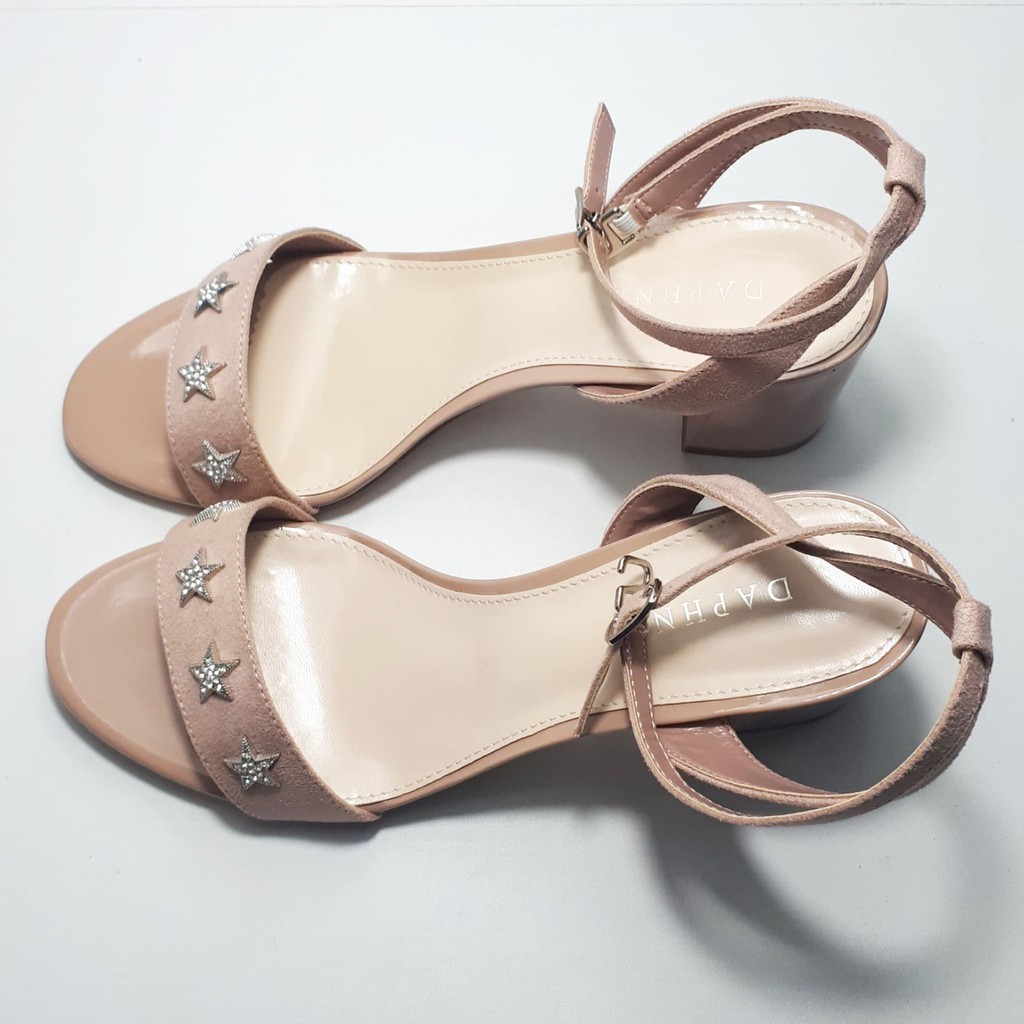Sandal quai ngang Daphne, đính họa tiết ngôi sao, gót vuông 7cm (size 39-245)