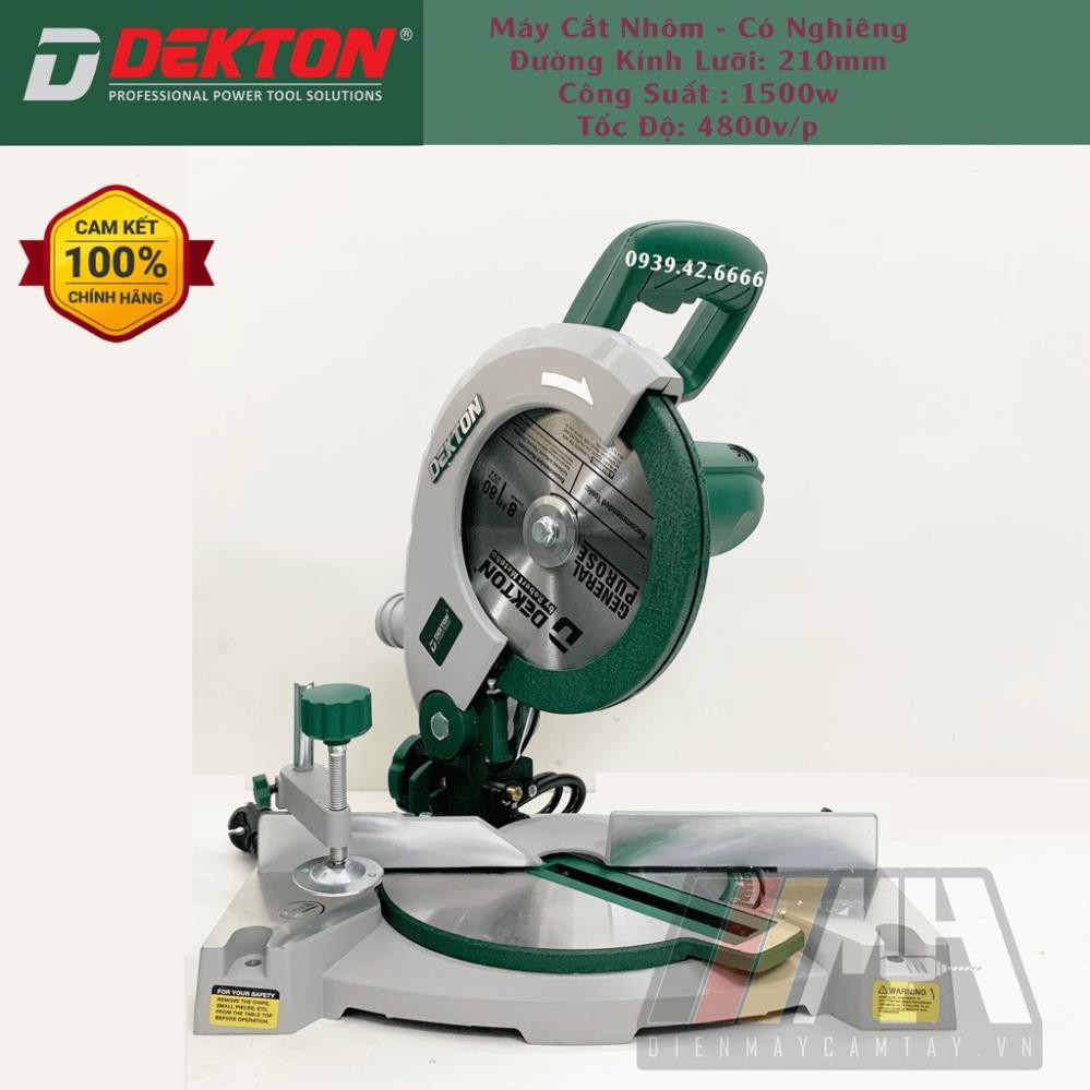 Máy cắt nhôm mini chính hãng Dekton DK-210,lưỡi 210mm, cắt nghiêng, laser soi mạch , công suất 1500W
