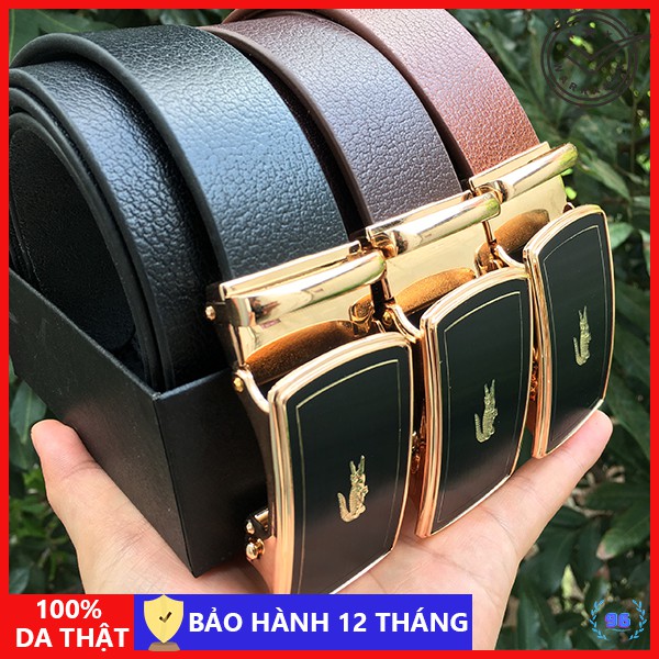 Thắt lưng nam cao cấp, khóa tự động, mặt hình cá sấu, da bò nguyên miếng, da thật 100% - S96TL01