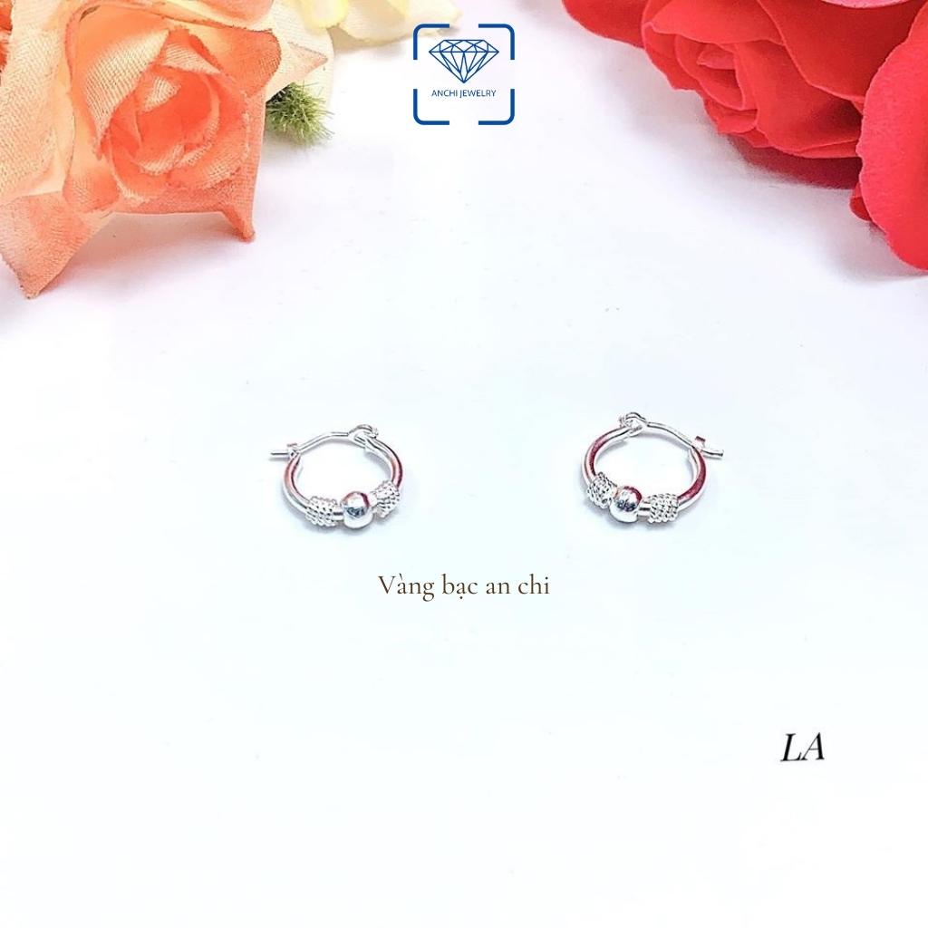 Khuyên tai tròn đeo sát tai cho mẹ / bé / nam / nữ, chuẩn bạc ta - Anchi jewelry