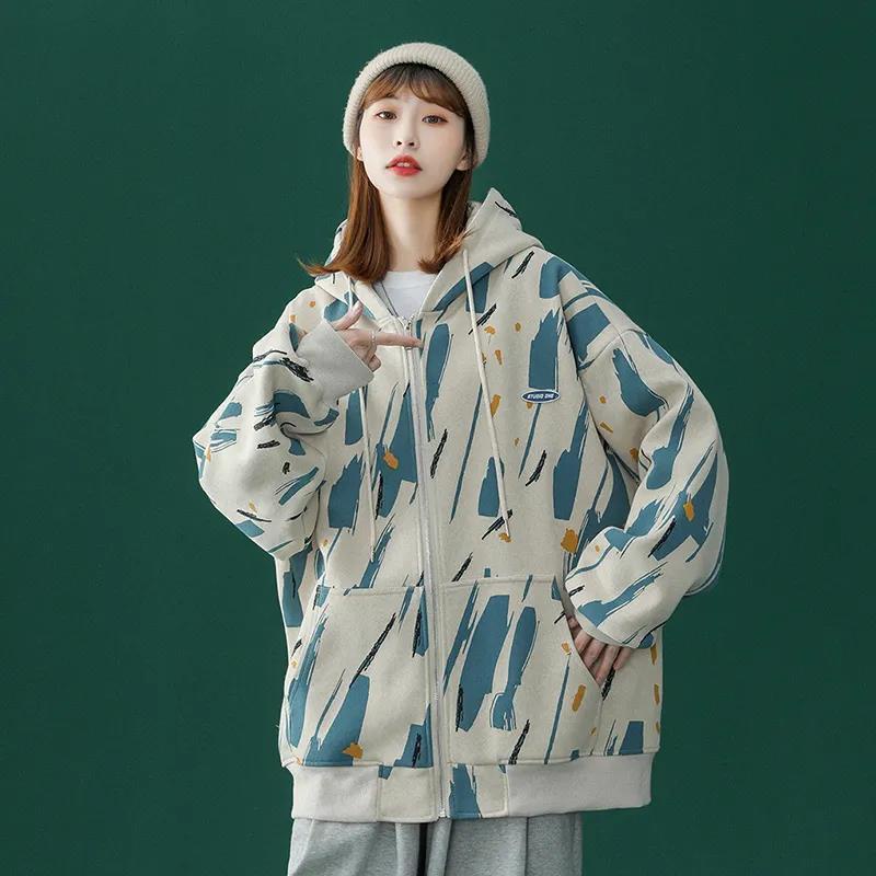 Áo khoác thể thao IELGY tay dài dáng rộng có khóa kéo cho nữ