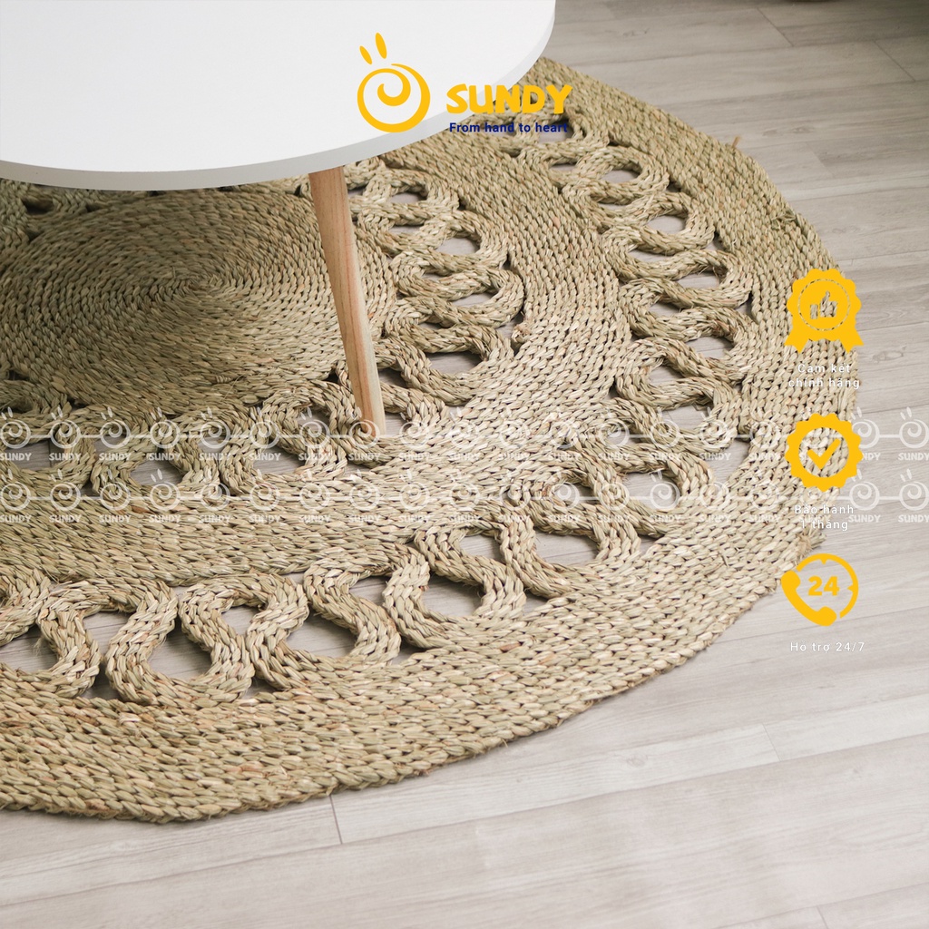Thảm cói trải sàn, thảm trang trí nhà của SUNDY HC014 đơn giản, tinh tế, thân thiện môi trường