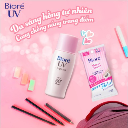 Bioré - Sữa chống nắng trang điểm sáng hồng tự nhiên 30ml - Công nghệ phấn phủ Sara từ Nhật