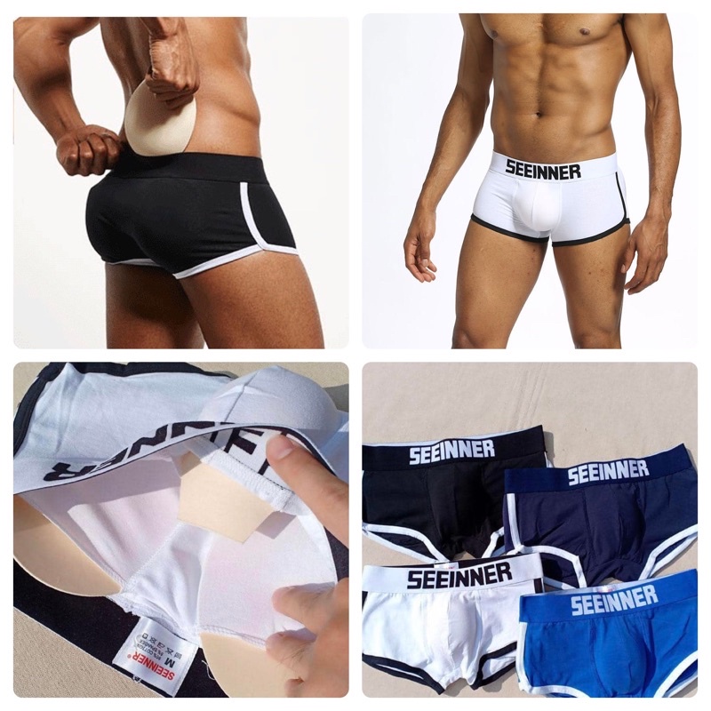 Quần độn mông nam 2in1 sịp độn mông và cu - hàng chính hãng SEEINNER nhập khẩu - Sịp lót đùi boxer độn mông và ciu QDMS4