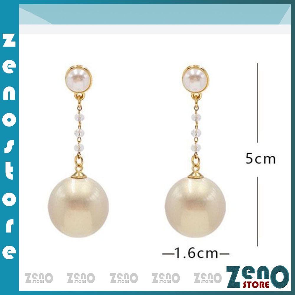 Khuyên tai ZenO bạc Ý KT11 phong cách Hàn Quốc, bông tai tua dài  bạc S925