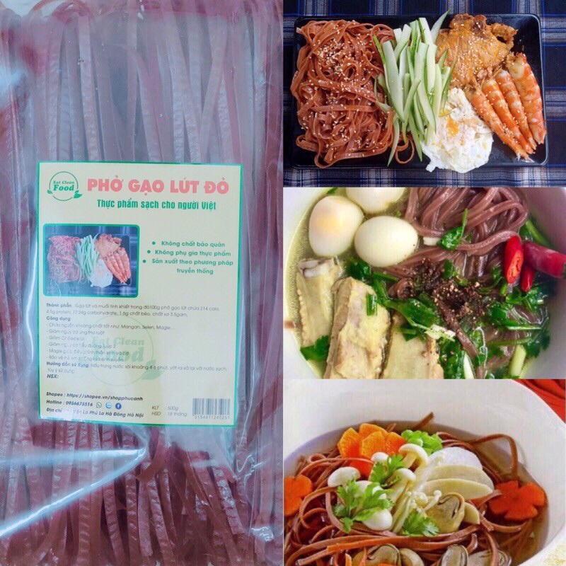 Combo bún phở gạo lứt 100% nguyên cám loại đặc biệt Eatclean (1kg)