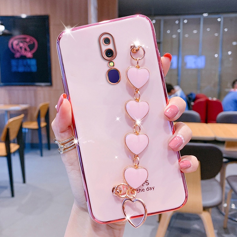 Ốp Điện Thoại Silicon Mềm Gắn Dây Đeo Hình Trái Tim Cho OPPO F11 F11 Pro F5 F7 F9 F15