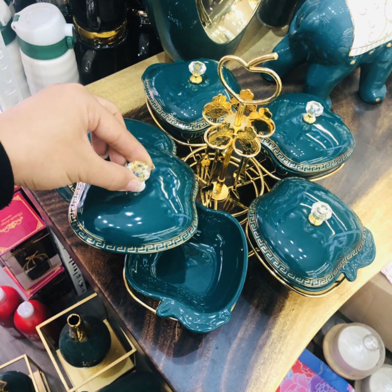 Khay sứ xanh cổ vịt đựng bánh mứt, kẹo ngày Tết cao cấp CỰC xịn xò Nhiều Mẫu quà tặng ý nghĩa