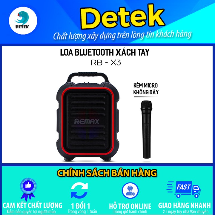 Loa Bluetooth Remax RB - X3 có quai xách tặng kèm Micro không dây