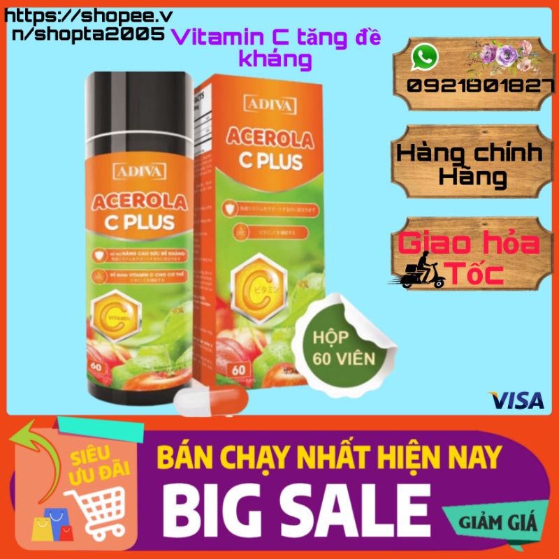 Viên Uống Bổ Sung Vitamin C ADIVA ACEROLA C PLUS (Lọ 60 viên)