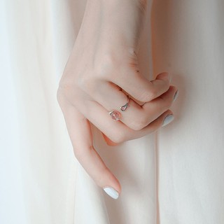 Nhẫn mèo hạt hồng dễ thương