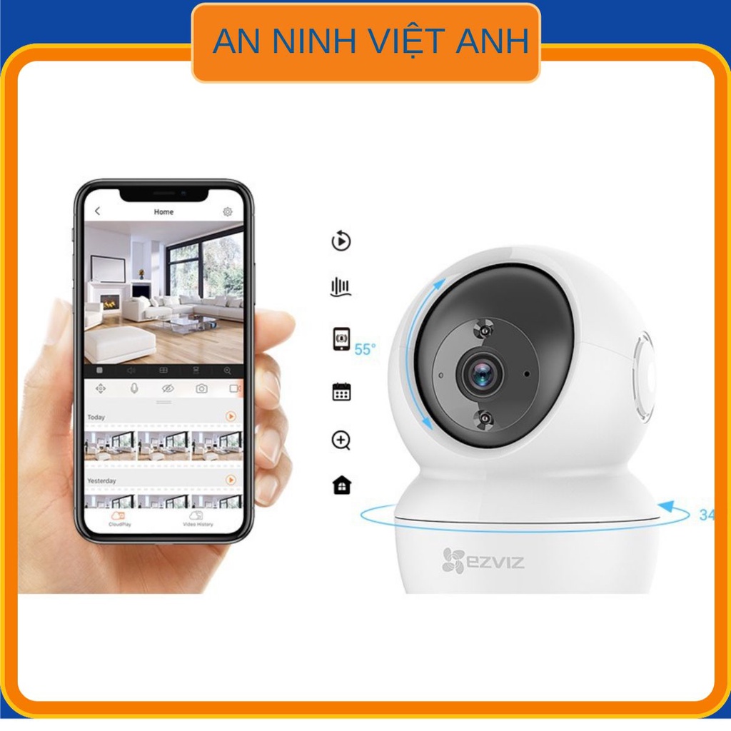 Camera Ezviz C6N 1080P 2MP - Camera Wifi Không Dây - Quay 360 Độ - Siêu Nét- Hàng Chính Hãng