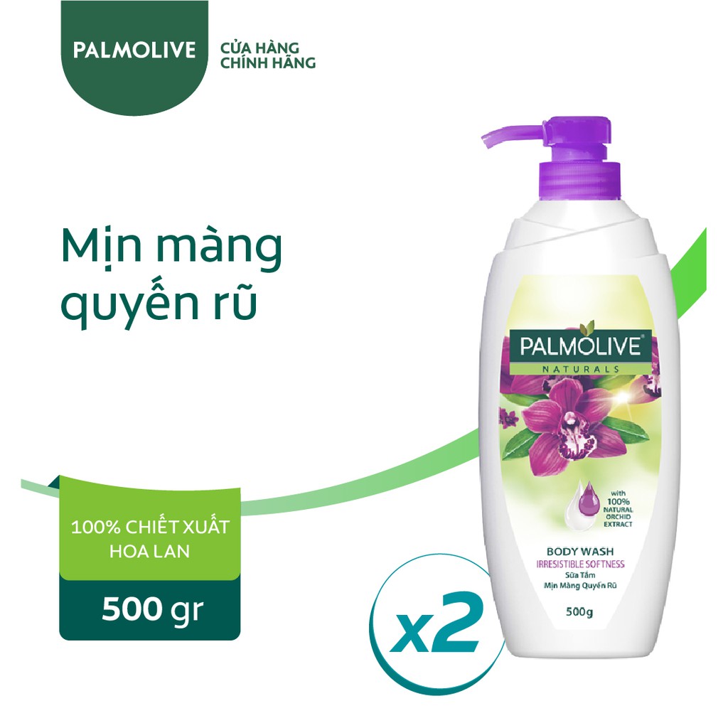 Bộ 2 chai sữa tắm Palmolive mịn màng quyến rũ 100% chiết xuất từ phong lan 500g/chai