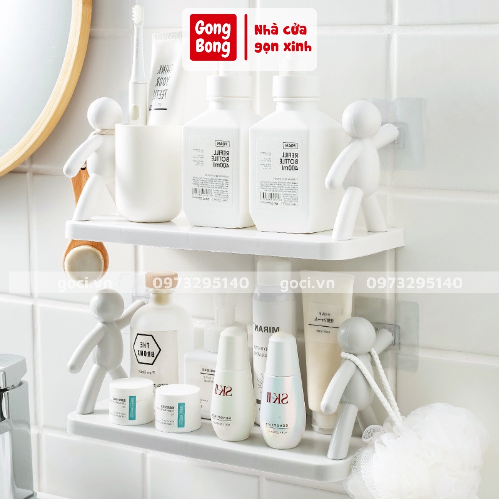 Kệ dán tường để đồ nhà tắm nhà bếp đa năng hình người độc đáo siêu dính tiện lợi
