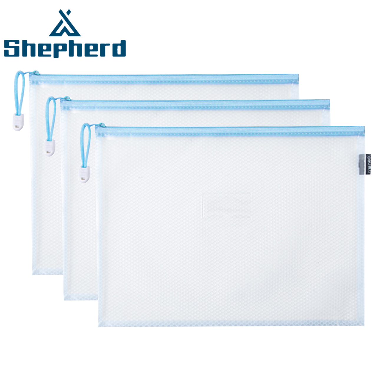 Set 3 Túi Đựng Hồ Sơ Shepherd Kích Thước Lớn A4 Trong Suốt Tiện Lợi Cho Trường Học