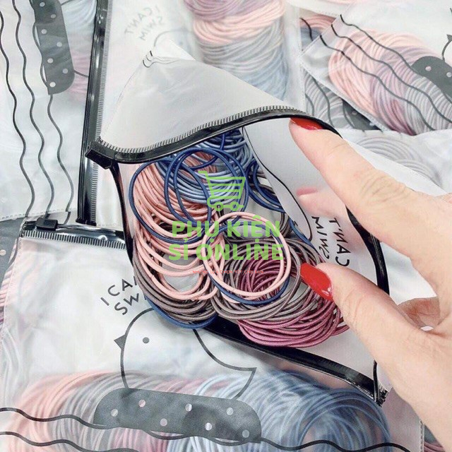 COMBO 100 chun buộc tóc mix 5 màu - thun cột tóc trơn nhiều màu cho bạn gái Store4girls