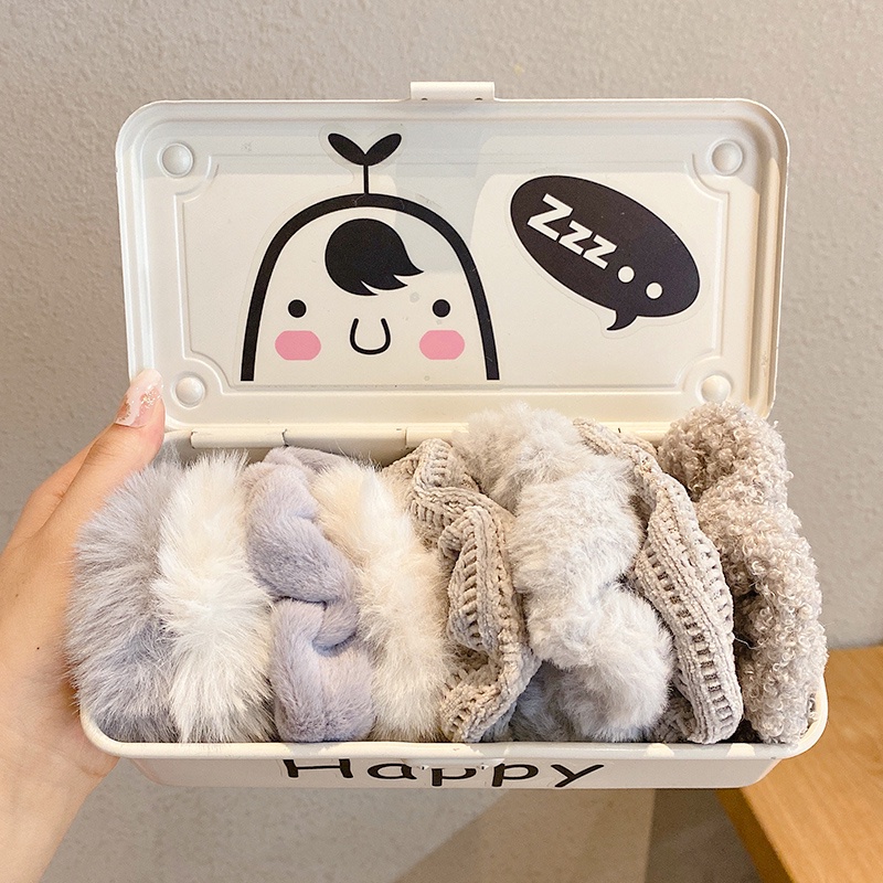 Bộ 6/7/8 Dây Cột Tóc Nhung Dễ Thương Thời Trang Thu Đông Hàn Quốc