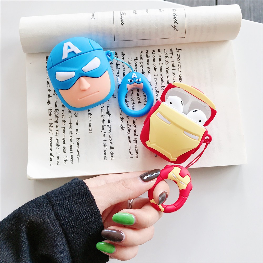 Vỏ Ốp Super Hero Airpod Airpods bảo vệ bao đựng tai nghe bluetooth 1/2/Pro/i12/i9/i7/tws chống va đập