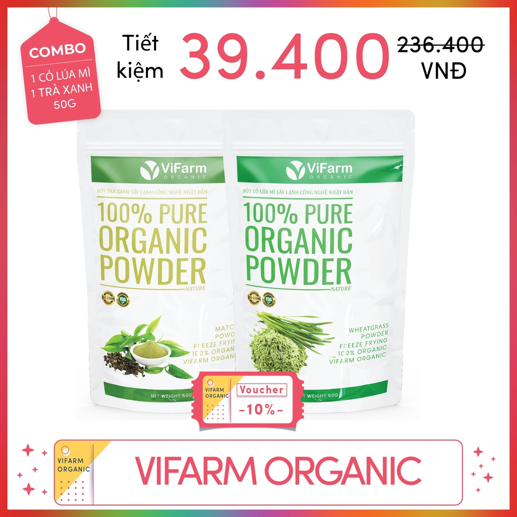 Bột Cỏ Lúa Mì Nguyên Chất 100% ViFarm 50Gram