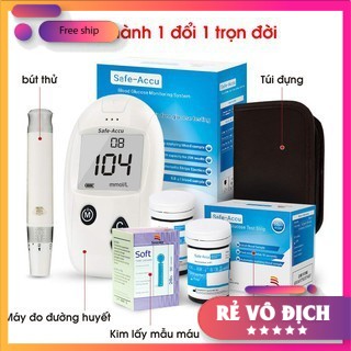 Máy đo đường huyết Safe-Accu đo tiểu đường, phát hiện tiểu đường bảo hành 1 đổi 1 trọn đời