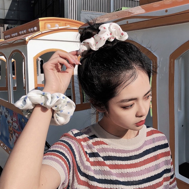 Scrunchies Dây buộc tóc hoa phong cách dễ thương cỡ to Loli