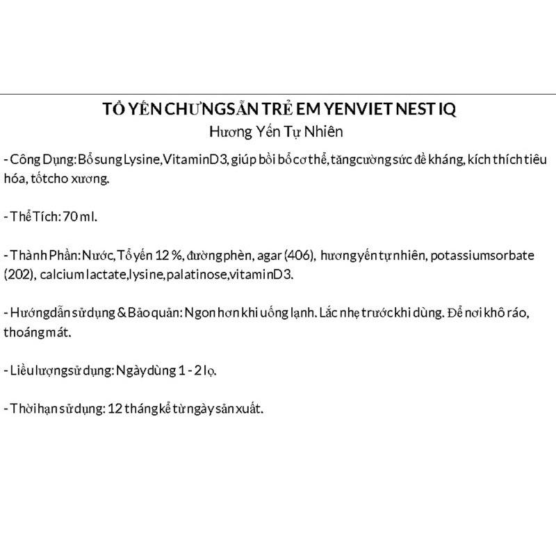 Tổ Yến Chưng Sẵn Trẻ Em YenViet Nest IQ - Lốc 6 lọ