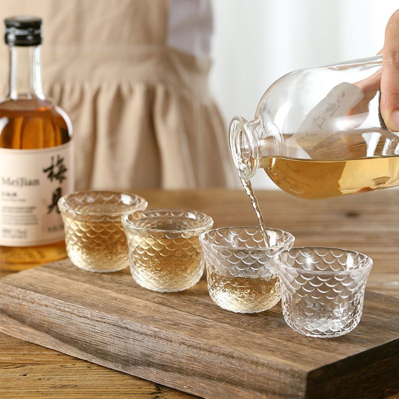 Bộ Bình Thủy Tinh Nhỏ Đựng Rượu Sake / Rượu / Rượu Kiểu Hiphincap Sake Phong Cách Nhật Bản