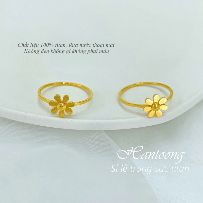 Nhẫn Nữ Chất Liệu Titan Không Gỉ Hình Hoa Cúc Xinh Xắn Mạ Vàng 18K Phong Cách Hàn Quốc Nhẹ Nhàng