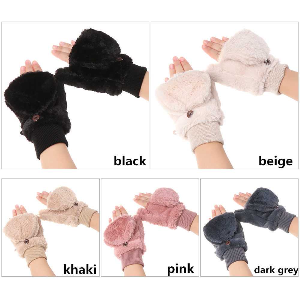 Găng Tay Lông Giả Chống Gió Thời Trang Mùa Đông Cho Nữ