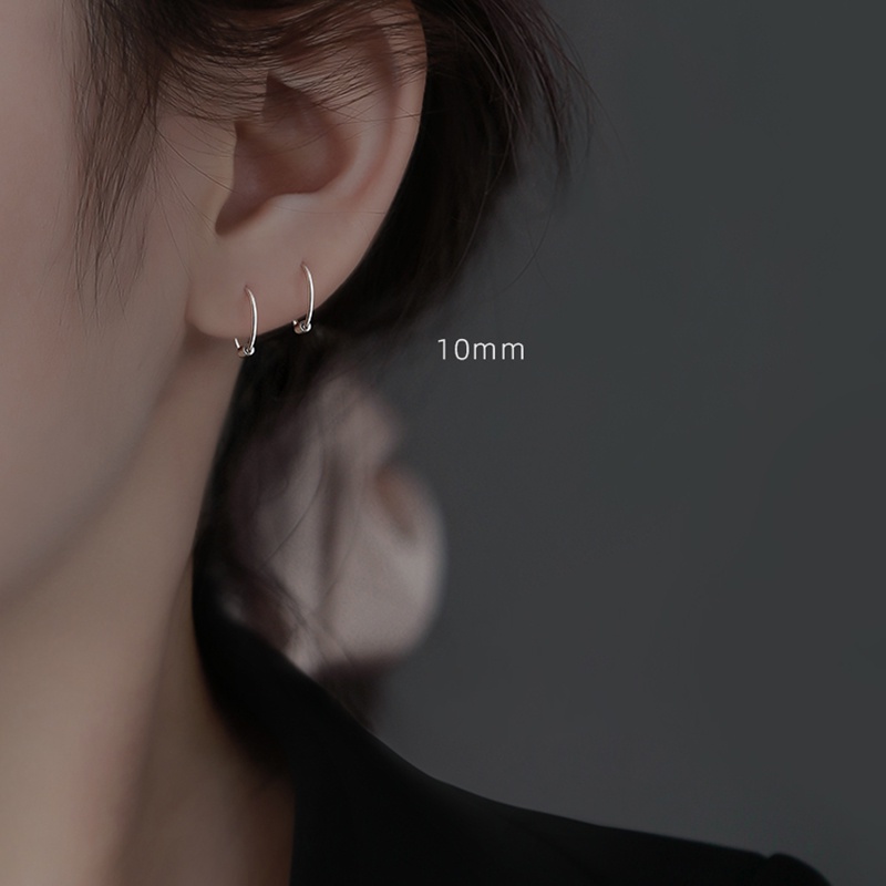 Khuyên Tai Bạc Khuyên Tai Tròn Bộ Khuyên Tai Tròn Nhỏ Màu Bạc Đơn Giản Cho Nữ