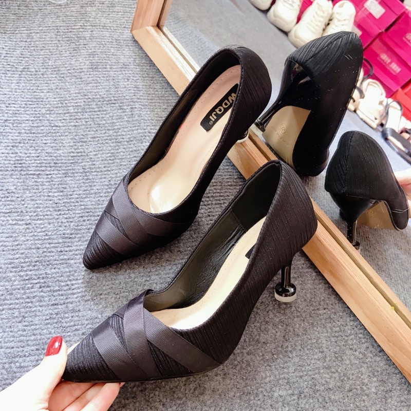 Giày cao gót màu đen (ẢNH THẬT) gót nhọn siêu cao cấp/giày nữ công sở Pun Shoes