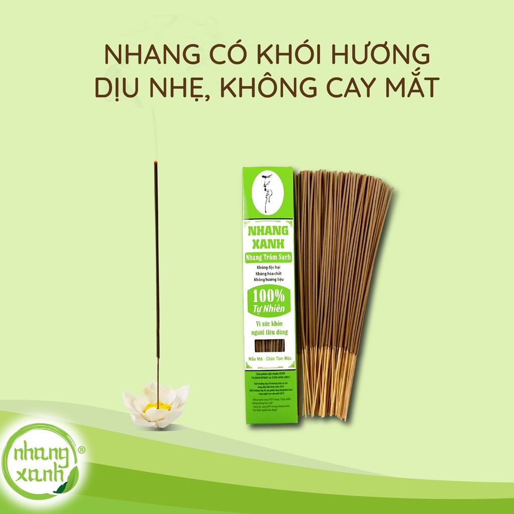 Nhang Xanh trầm hương [HỘP 70G] 100% thiên nhiên, ít khói, dùng cả cho phòng máy lạnh – AN TOÀN CHO SỨC KHỎE