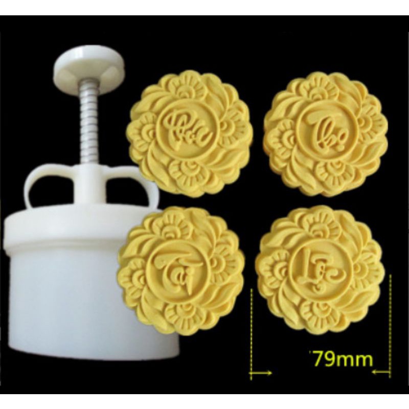 Khuôn trung thu lò xo 180gr 4 mặt hoa chữ phúc lộc