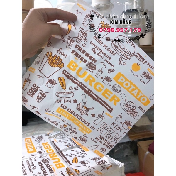Set 100t giấy gói bánh mì Hamburger
