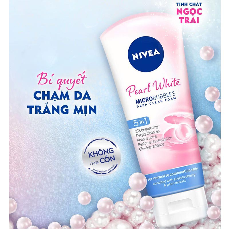 Sữa rửa mặt NIVEA Pearl White giúp trắng da ngọc trai (100g)