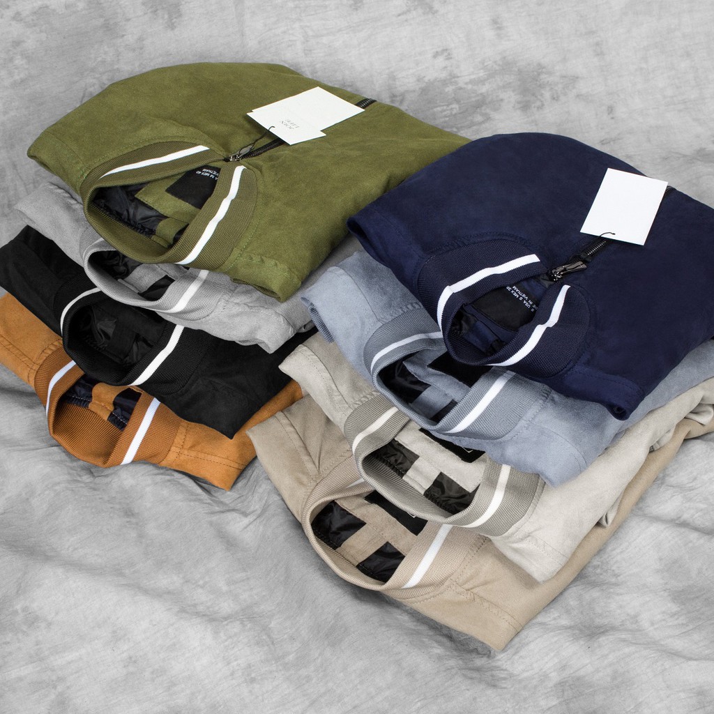 Bomber 8 màu ZR da lộn có viền cổ kéo áo khoác chất dạ AKZR28 - Leo Vatino | BigBuy360 - bigbuy360.vn