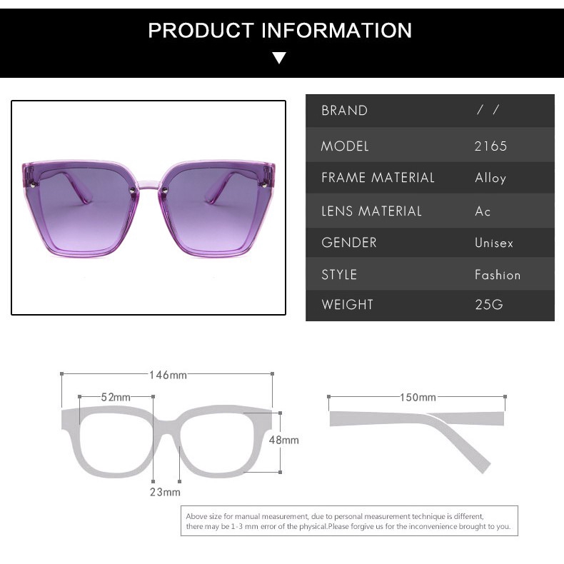 Kính râm oversize cho nam và nữ 8 màu