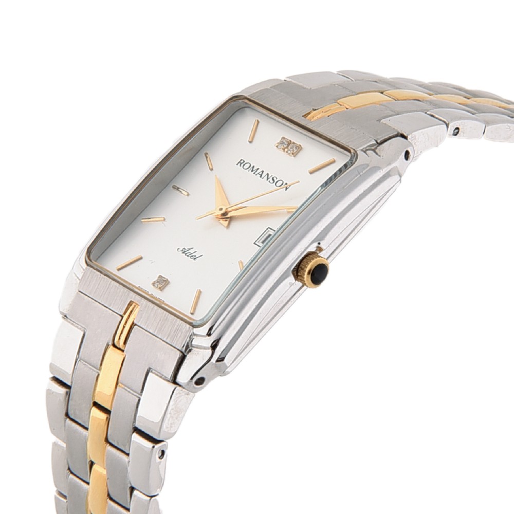 Đồng hồ Romanson Men Watch TM8154CMCWH mặt nhỏ chữ nhật kính chống xước, máy Thụy Sĩ, dây da cao cấp chính hãng