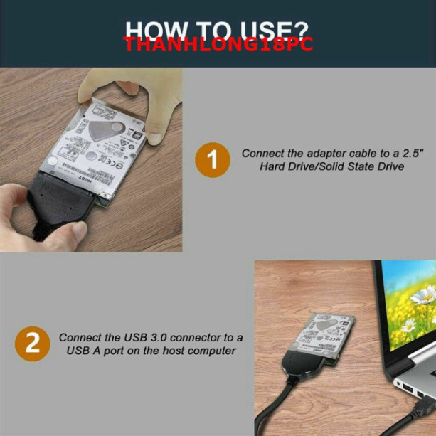 Dây Cáp Chuyển Đổi Kết Nối Ổ Cứng HDD Từ USB 3.0 Sang Sata 22 Pin 2.5 inch | BigBuy360 - bigbuy360.vn
