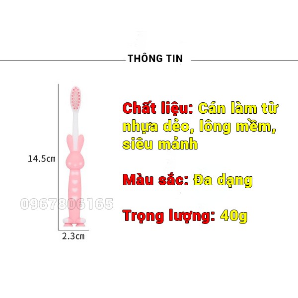 SET 4 bàn chải lông mềm cho trẻ em có chân đứng hình thú dễ thương - Bộ 4 bàn chải Nhật Bản cho trẻ em