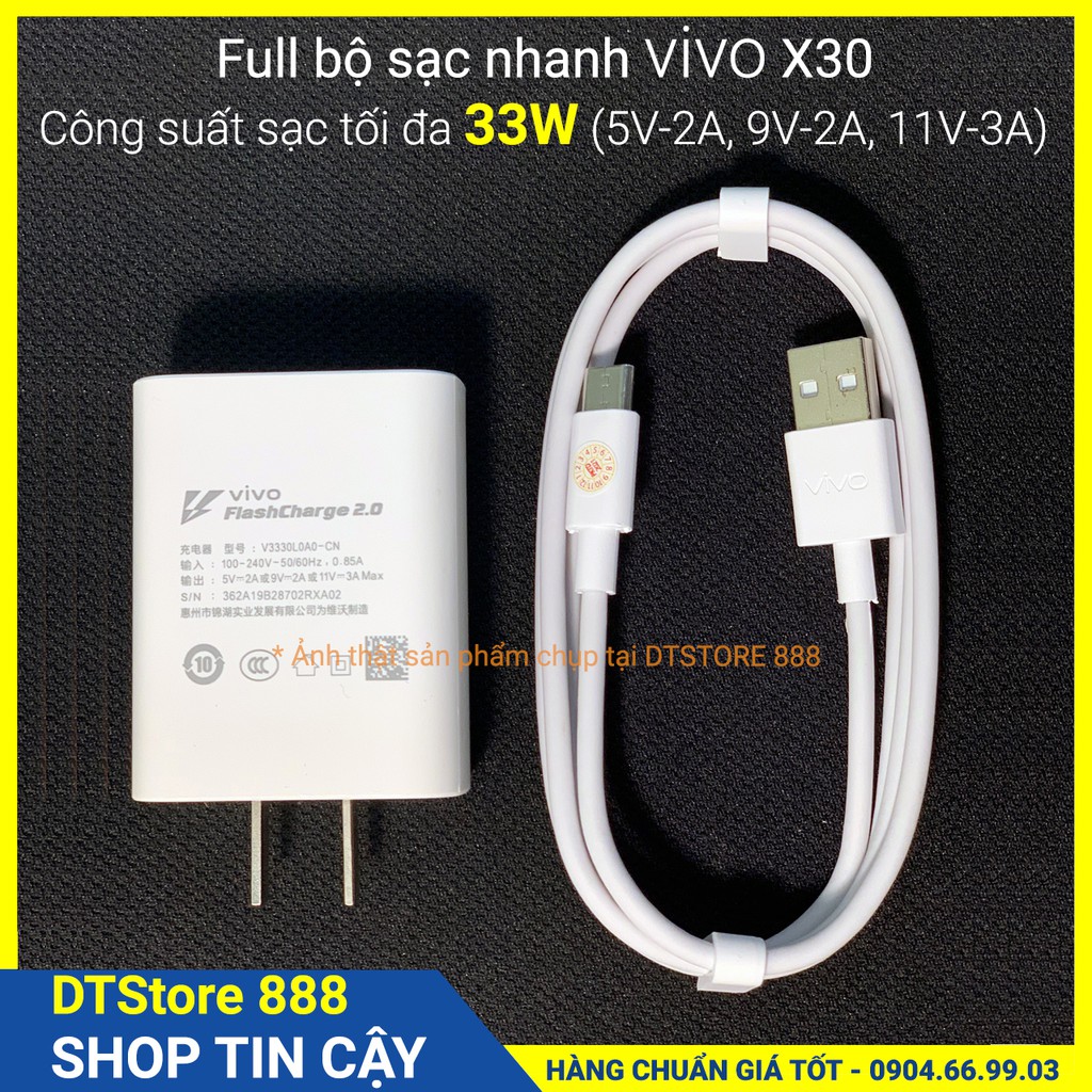 Bộ sạc nhanh SIÊU TỐC 33W VIVO X30, Flash Charge 2.0, cáp USB - Type C,cho X50 X60 Pro V19 V20 V21