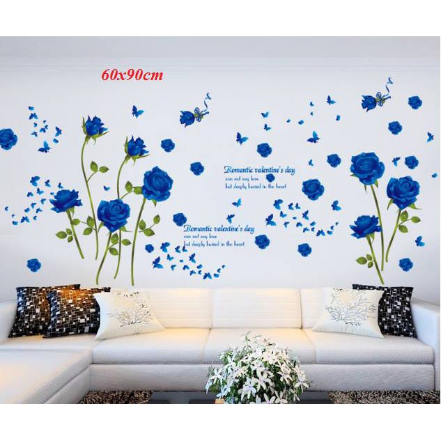 Decal hoa hồng xanh